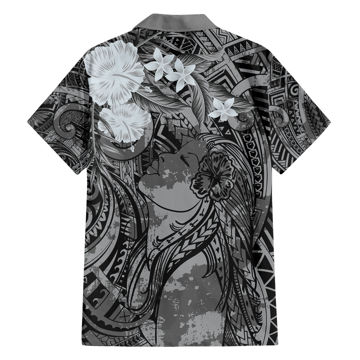 Pacific Beauty Girl Family Matching Tank Maxi Dress and Hawaiian Shirt Black Polyneisan Tribal Vintage Motif