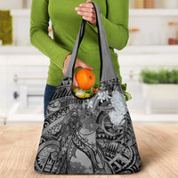 Pacific Beauty Girl Grocery Bag Black Polyneisan Tribal Vintage Motif