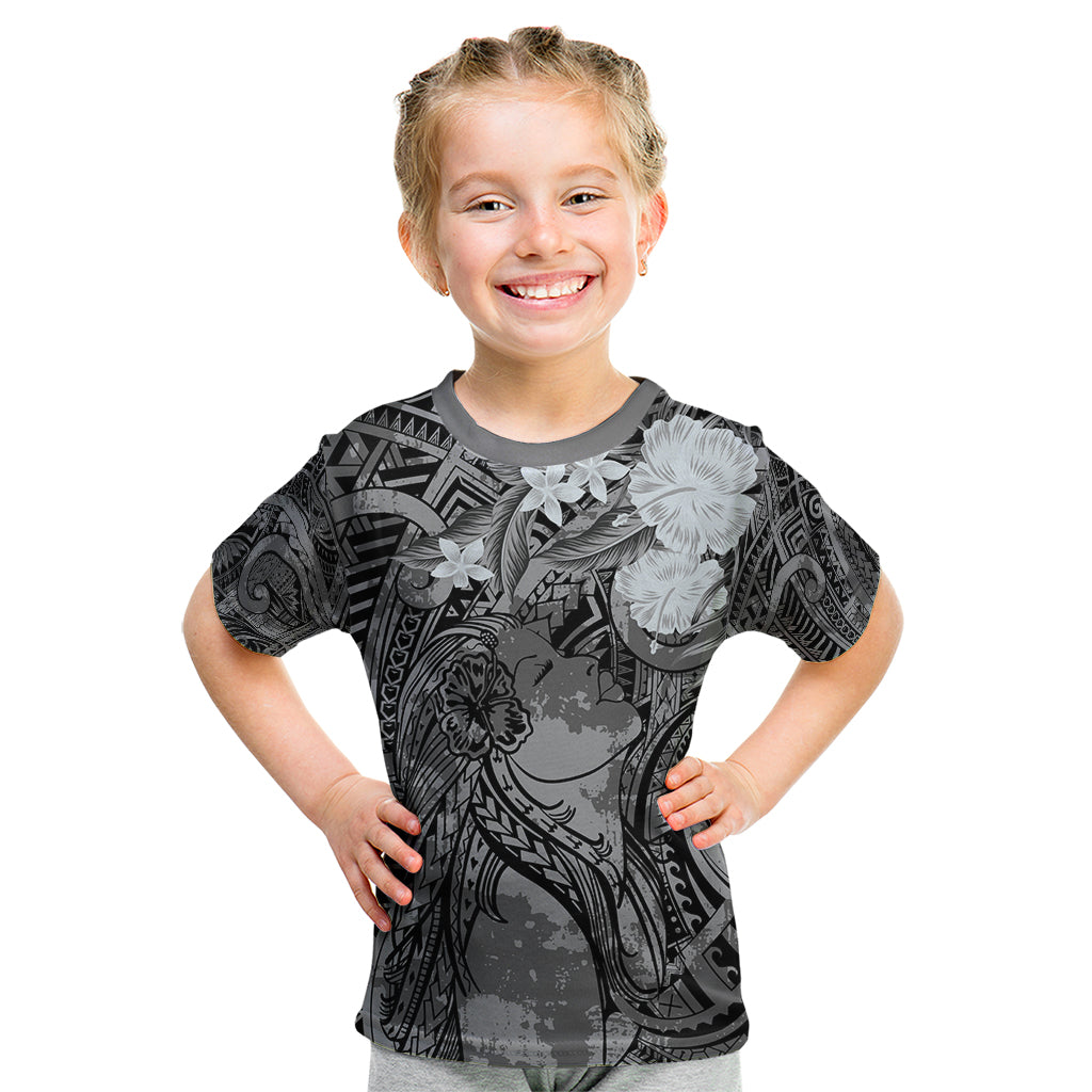 Pacific Beauty Girl Kid T Shirt Black Polyneisan Tribal Vintage Motif LT9 Black - Polynesian Pride