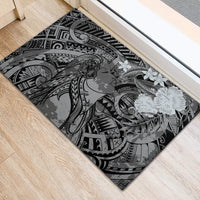 Pacific Beauty Girl Rubber Doormat Black Polyneisan Tribal Vintage Motif LT9 - Polynesian Pride