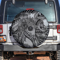 Pacific Beauty Girl Spare Tire Cover Black Polyneisan Tribal Vintage Motif LT9 Black - Polynesian Pride