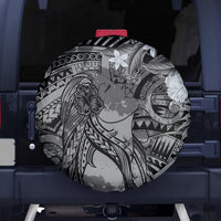 Pacific Beauty Girl Spare Tire Cover Black Polyneisan Tribal Vintage Motif LT9 - Polynesian Pride