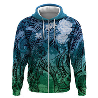 Pacific Beauty Girl Hoodie Blue Polyneisan Tribal Vintage Motif LT9 Zip Hoodie Blue - Polynesian Pride
