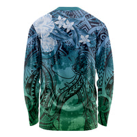 Pacific Beauty Girl Long Sleeve Shirt Blue Polyneisan Tribal Vintage Motif LT9 - Polynesian Pride