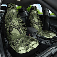 Pacific Beauty Girl Car Seat Cover Green Polyneisan Tribal Vintage Motif