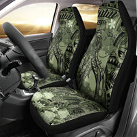 Pacific Beauty Girl Car Seat Cover Green Polyneisan Tribal Vintage Motif