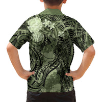 Pacific Beauty Girl Kid Hawaiian Shirt Green Polyneisan Tribal Vintage Motif LT9 - Polynesian Pride