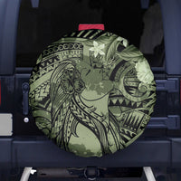 Pacific Beauty Girl Spare Tire Cover Green Polyneisan Tribal Vintage Motif LT9 - Polynesian Pride