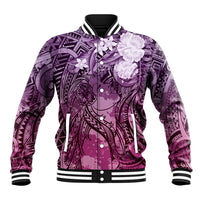 Pacific Beauty Girl Baseball Jacket Pink Polyneisan Tribal Vintage Motif LT9 Unisex Pink - Polynesian Pride
