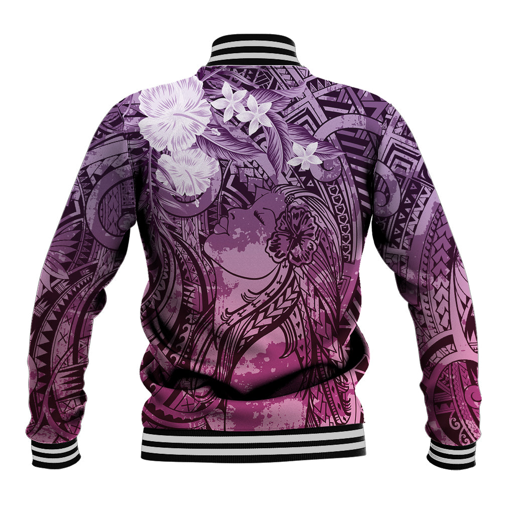 Pacific Beauty Girl Baseball Jacket Pink Polyneisan Tribal Vintage Motif LT9 - Polynesian Pride