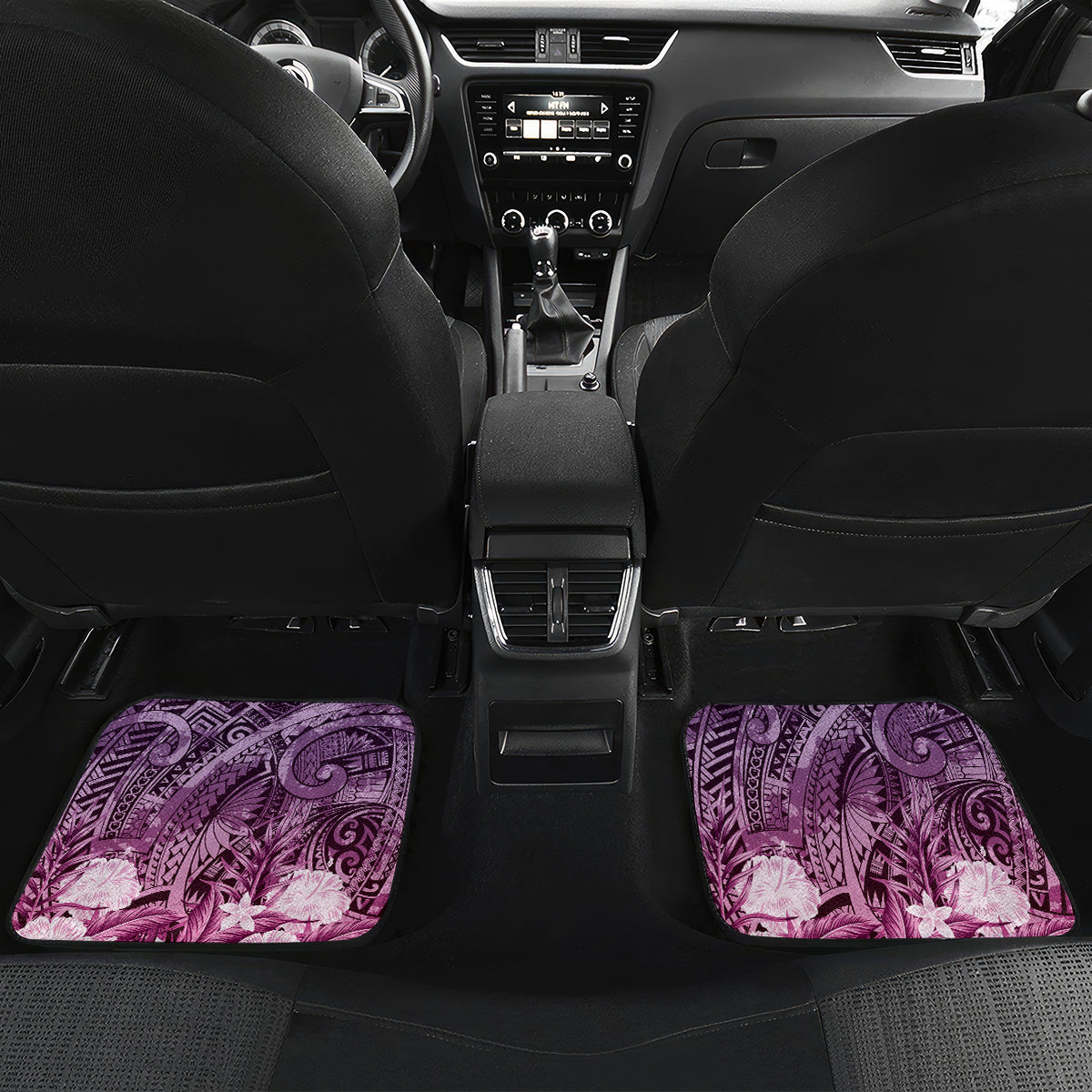 Pacific Beauty Girl Car Mats Pink Polyneisan Tribal Vintage Motif