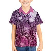 Pacific Beauty Girl Kid Hawaiian Shirt Pink Polyneisan Tribal Vintage Motif LT9 Kid Pink - Polynesian Pride
