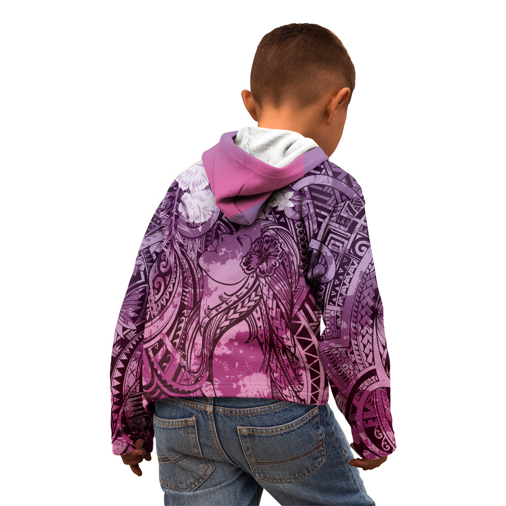 Pacific Beauty Girl Kid Hoodie Pink Polyneisan Tribal Vintage Motif