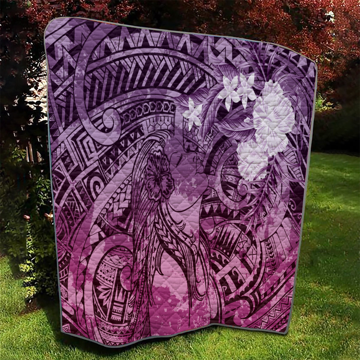 Pacific Beauty Girl Quilt Pink Polyneisan Tribal Vintage Motif LT9 - Polynesian Pride