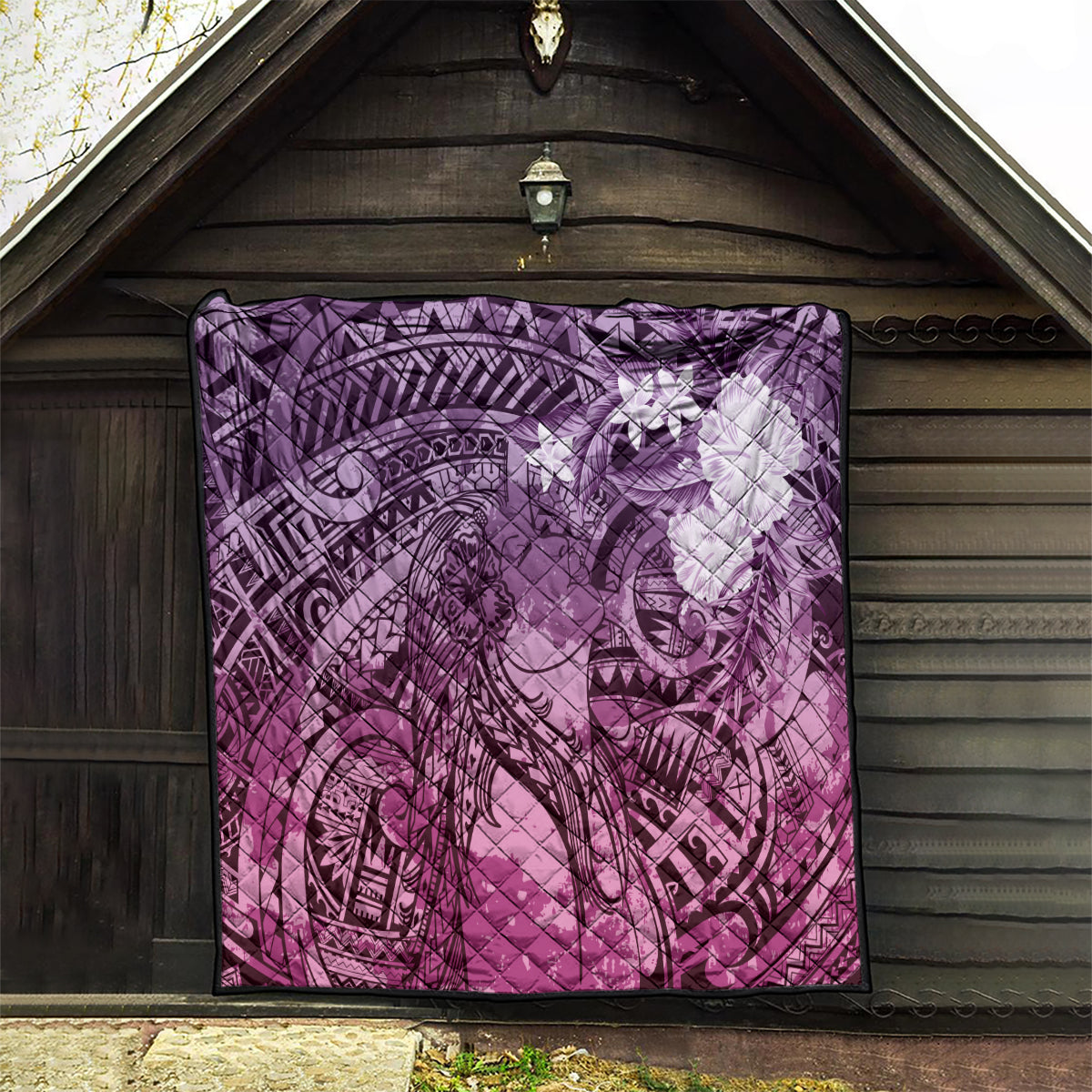 Pacific Beauty Girl Quilt Pink Polyneisan Tribal Vintage Motif LT9 - Polynesian Pride