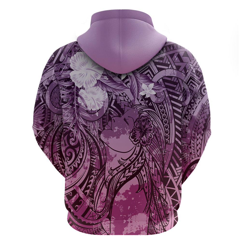 Pacific Beauty Girl Zip Hoodie Pink Polyneisan Tribal Vintage Motif