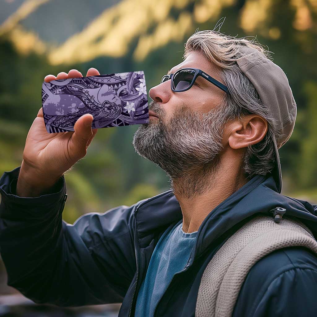 Pacific Beauty Girl 4 in 1 Can Cooler Tumbler Violet Polyneisan Tribal Vintage Motif