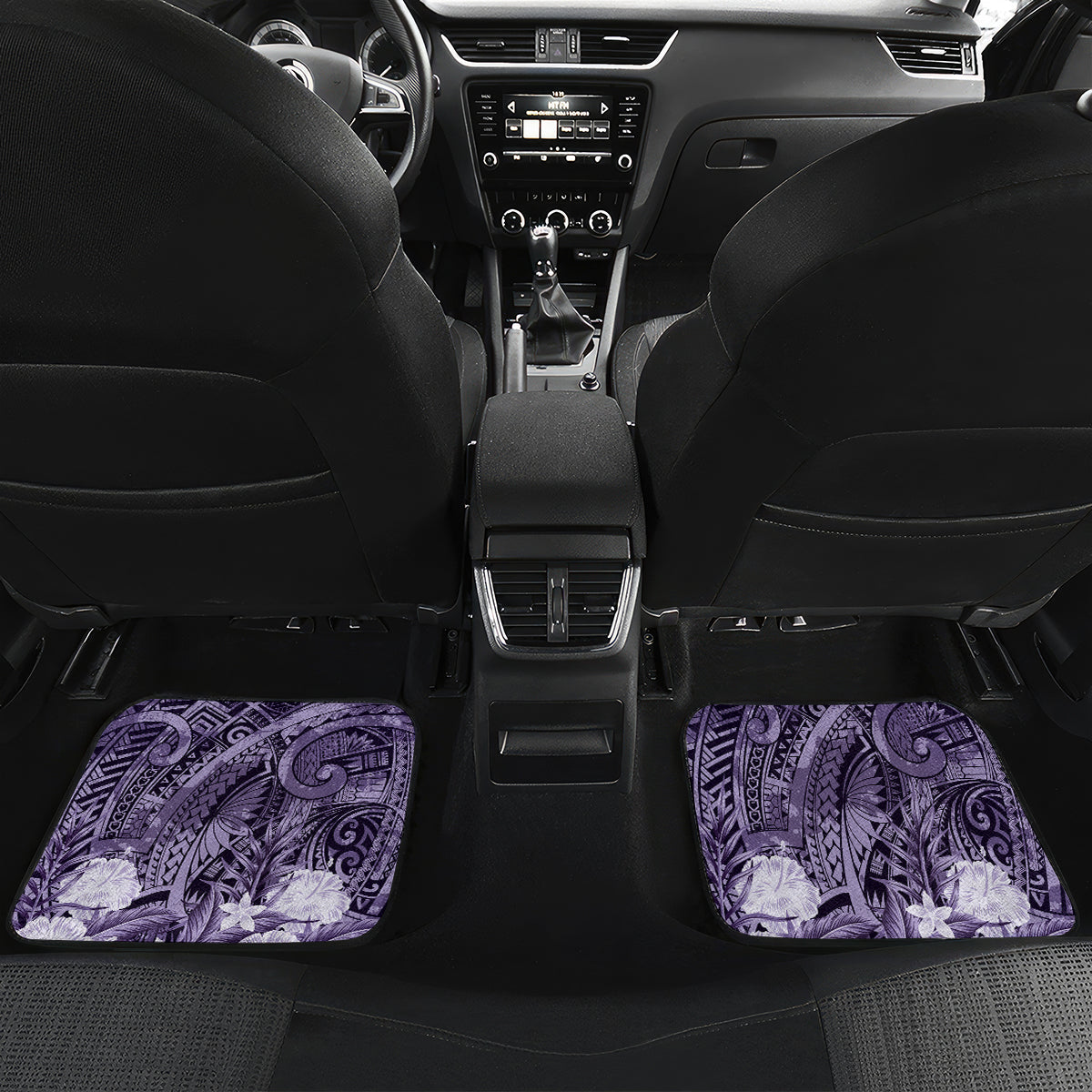 Pacific Beauty Girl Car Mats Violet Polyneisan Tribal Vintage Motif