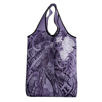 Pacific Beauty Girl Grocery Bag Violet Polyneisan Tribal Vintage Motif