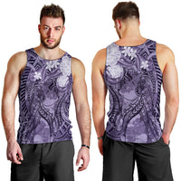 Pacific Beauty Girl Men Tank Top Violet Polyneisan Tribal Vintage Motif