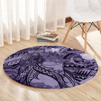 Pacific Beauty Girl Round Carpet Violet Polyneisan Tribal Vintage Motif LT9 - Polynesian Pride