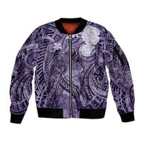 Pacific Beauty Girl Sleeve Zip Bomber Jacket Violet Polyneisan Tribal Vintage Motif