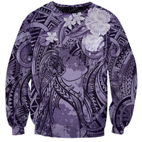 Pacific Beauty Girl Sweatshirt Violet Polyneisan Tribal Vintage Motif LT9 Unisex Violet - Polynesian Pride