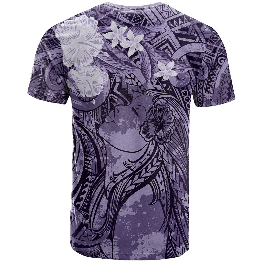 Pacific Beauty Girl T Shirt Violet Polyneisan Tribal Vintage Motif