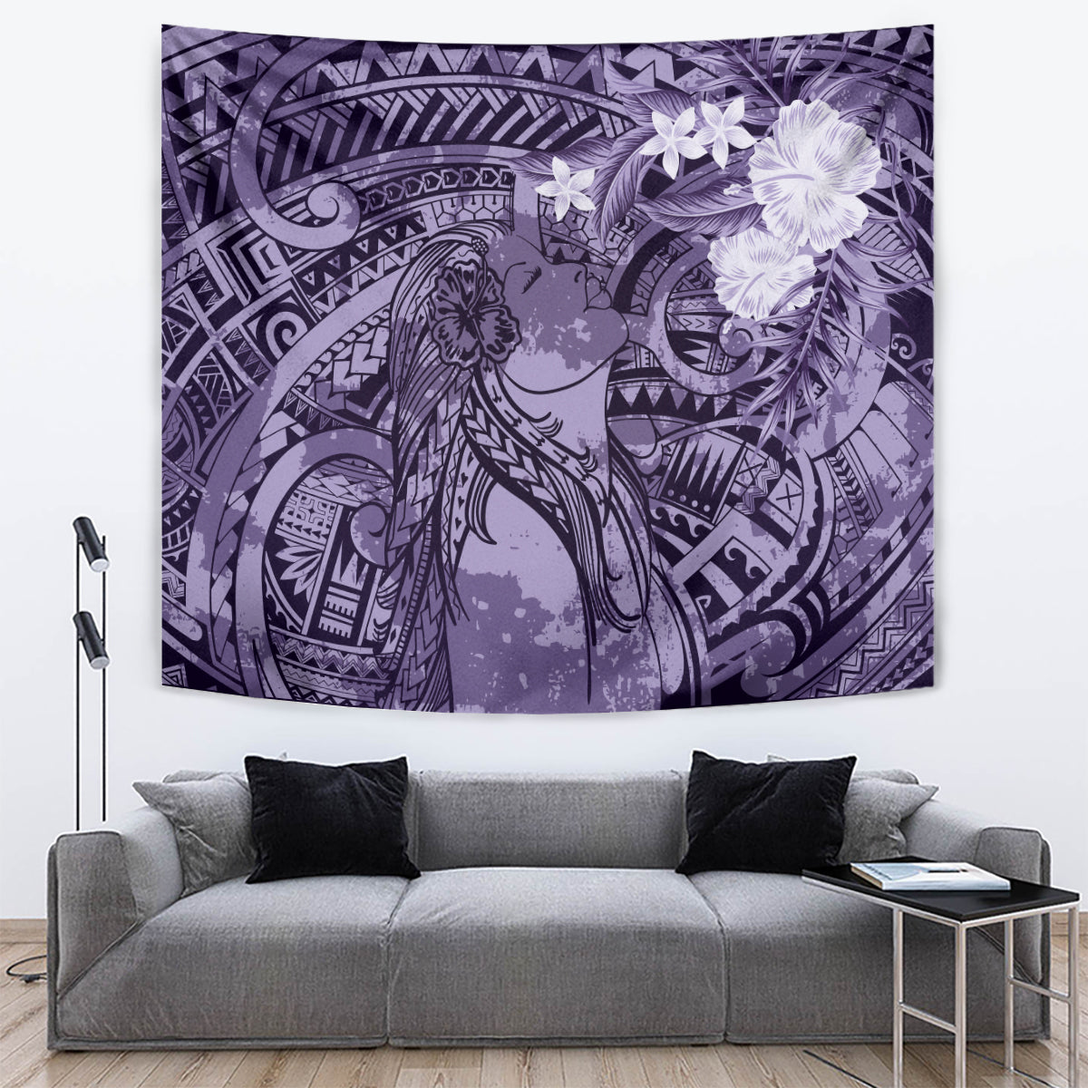 Pacific Beauty Girl Tapestry Violet Polyneisan Tribal Vintage Motif LT9 Violet - Polynesian Pride
