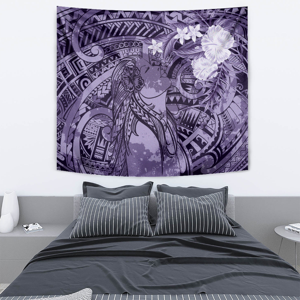 Pacific Beauty Girl Tapestry Violet Polyneisan Tribal Vintage Motif LT9 - Polynesian Pride
