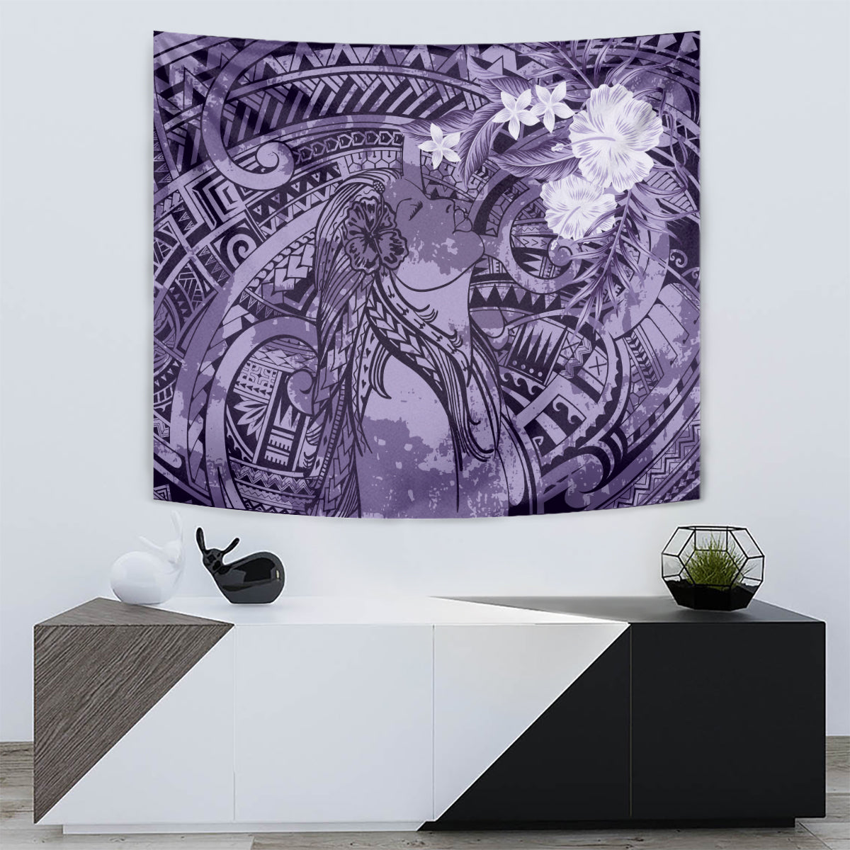 Pacific Beauty Girl Tapestry Violet Polyneisan Tribal Vintage Motif LT9 - Polynesian Pride