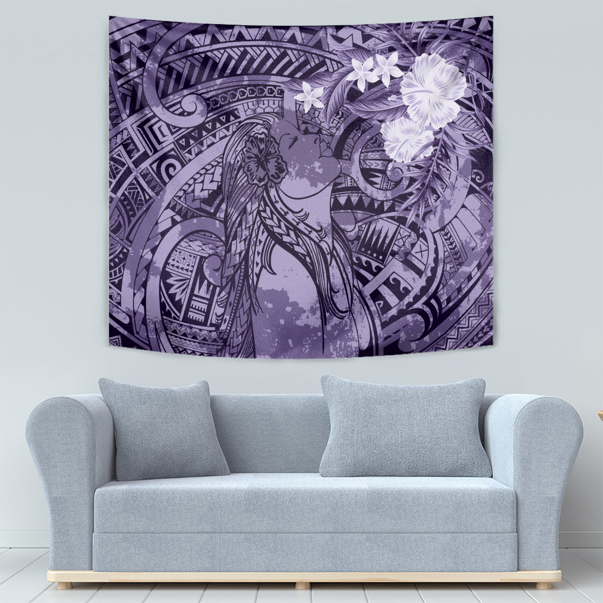 Pacific Beauty Girl Tapestry Violet Polyneisan Tribal Vintage Motif LT9 - Polynesian Pride