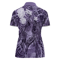 Pacific Beauty Girl Women Polo Shirt Violet Polyneisan Tribal Vintage Motif