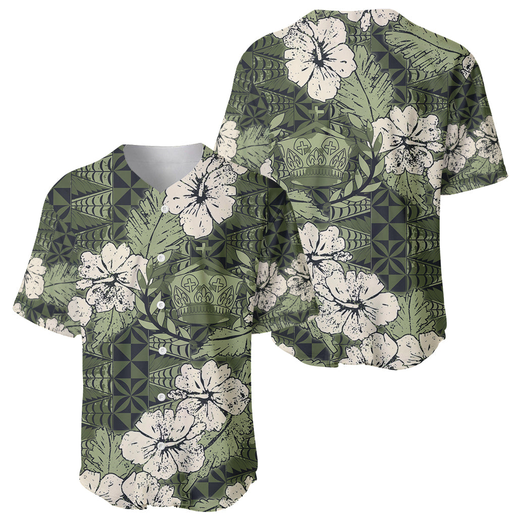 Tongan Kupesi Ngatu Hibiscus Vintage Motif Baseball Jersey