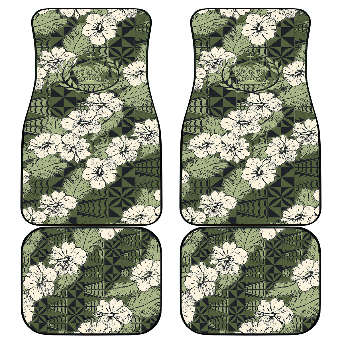 Tongan Kupesi Ngatu Hibiscus Vintage Motif Car Mats