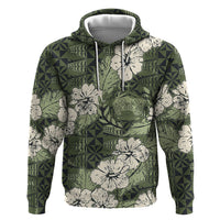 Tongan Kupesi Ngatu Hibiscus Vintage Motif Hoodie LT9 Pullover Hoodie Green - Polynesian Pride