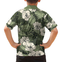 Tongan Kupesi Ngatu Hibiscus Vintage Motif Kid Hawaiian Shirt LT9 - Polynesian Pride