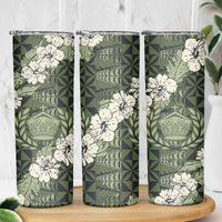 Tongan Kupesi Ngatu Hibiscus Vintage Motif Skinny Tumbler