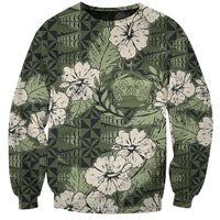 Tongan Kupesi Ngatu Hibiscus Vintage Motif Sweatshirt LT9 Unisex Green - Polynesian Pride