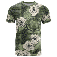 Tongan Kupesi Ngatu Hibiscus Vintage Motif T Shirt LT9 Green - Polynesian Pride