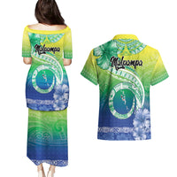 Malpampa Vanuatu Couples Matching Puletasi and Hawaiian Shirt Hibiscus Sand Drawing with Pacific Pattern