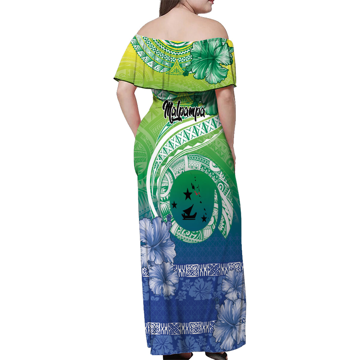 Malpampa Vanuatu Family Matching Off Shoulder Maxi Dress and Hawaiian Shirt Hibiscus Sand Drawing with Pacific Pattern