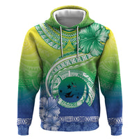 Malpampa Vanuatu Hoodie Hibiscus Sand Drawing with Pacific Pattern LT9 Pullover Hoodie Green Art - Polynesian Pride