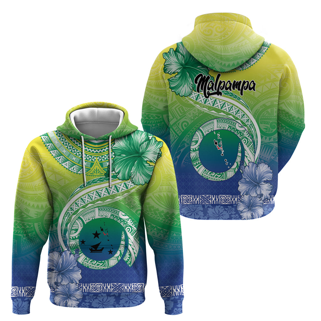 Malpampa Vanuatu Hoodie Hibiscus Sand Drawing with Pacific Pattern LT9 - Polynesian Pride