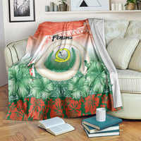 Penama Vanuatu Blanket Hibiscus Sand Drawing with Pacific Pattern