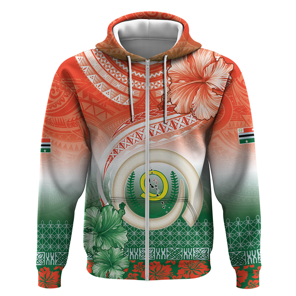 Penama Vanuatu Hoodie Hibiscus Sand Drawing with Pacific Pattern LT9 Zip Hoodie Red Art - Polynesian Pride