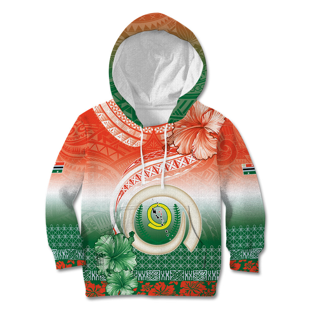 Penama Vanuatu Kid Hoodie Hibiscus Sand Drawing with Pacific Pattern LT9 Hoodie Red Art - Polynesian Pride