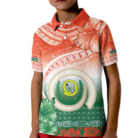 Penama Vanuatu Kid Polo Shirt Hibiscus Sand Drawing with Pacific Pattern