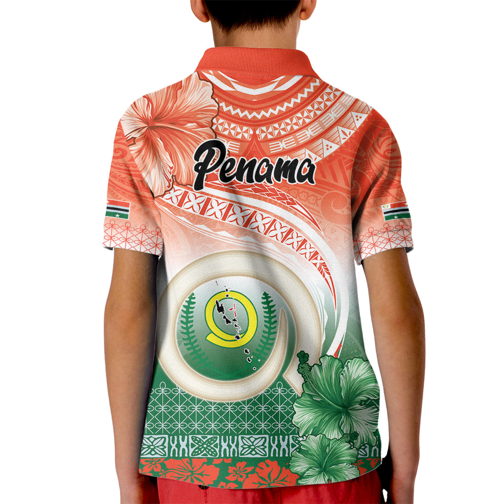 Penama Vanuatu Kid Polo Shirt Hibiscus Sand Drawing with Pacific Pattern
