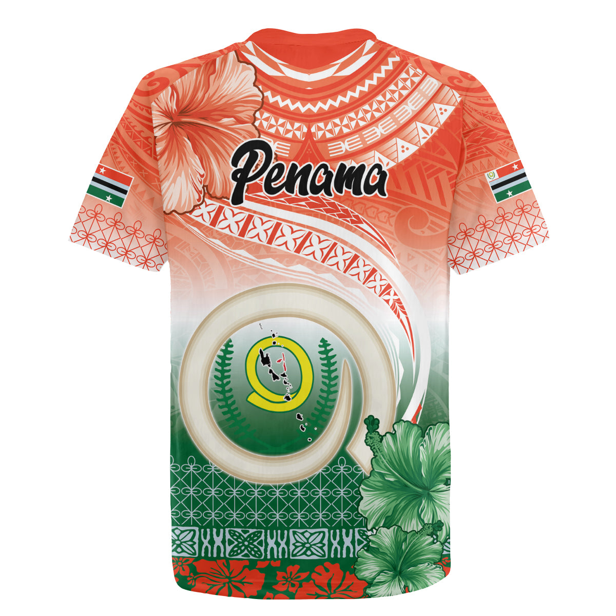 Penama Vanuatu Rugby Jersey Hibiscus Sand Drawing with Pacific Pattern